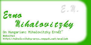 erno mihalovitzky business card